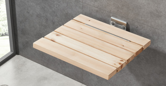 sedile per doccia pieghevole in legno di teak
